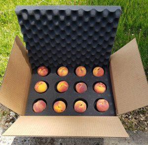 custom designed produce foam box for peaches
